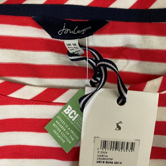 Joules Marina Jersey Top Cream Red Stripe 14 - Picture 11 of 13